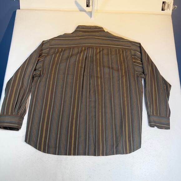 Tommy Bahama 100% Silk Resort Wear ButtonUp Shirt Men XXL Brown Blue Gold Stripe - Picture 4 of 13
